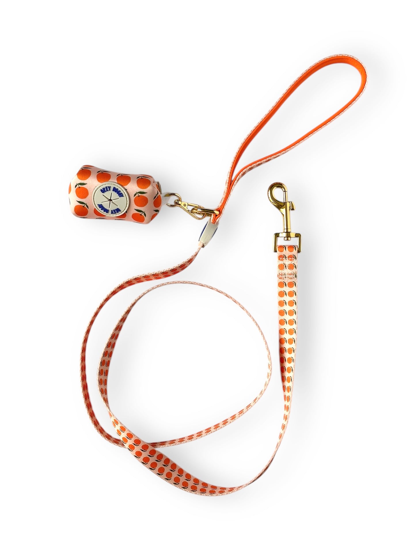 Citrus print poop bag holder pouch with zipper and clip – compact and convenient dog accessory